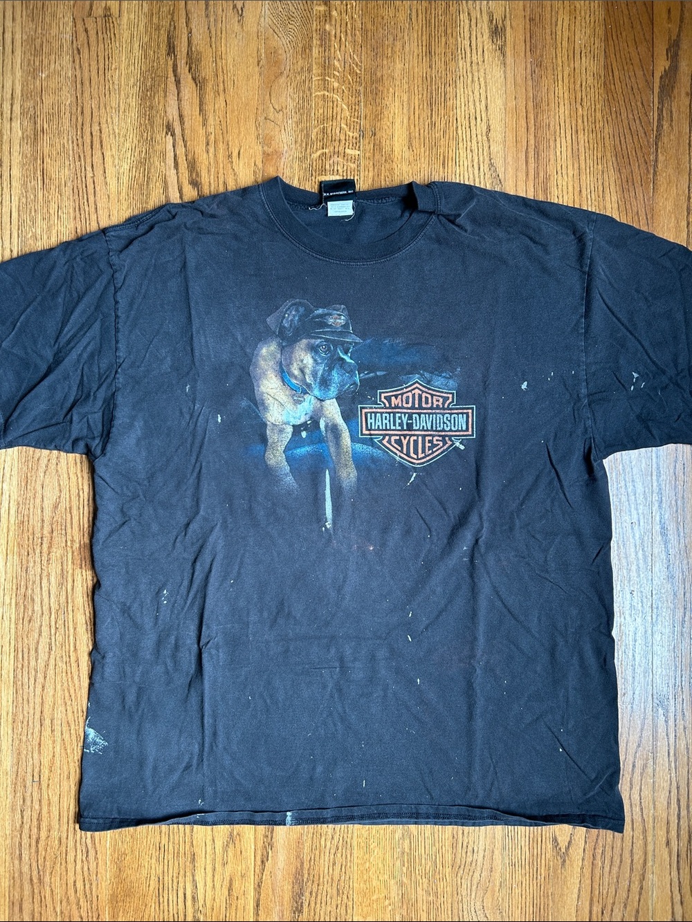 Harley-Davidson Black Tee with Dog & Shield Graphic
